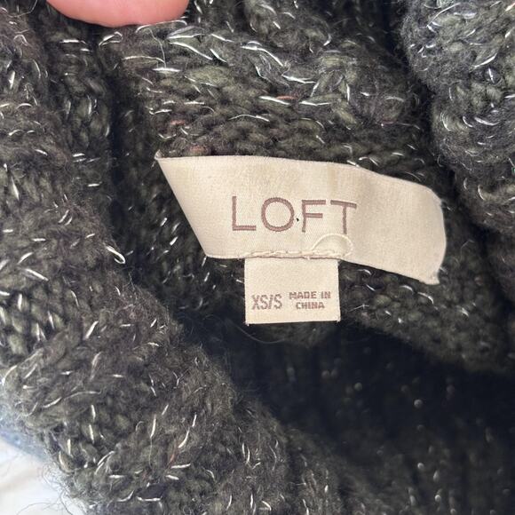 LOFT Poncho Sweater XS/S Hunter Forest Metallic Lounge Comfy Cozy Oversized Cowl - Picture 10 of 12